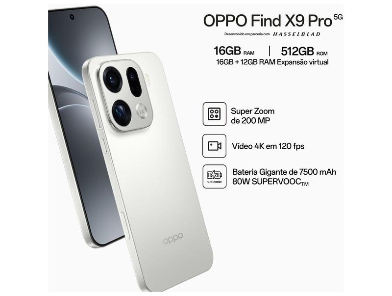 Smartphone OPPO Find X9 Pro 512GB 5G 28GB RAM Branco 6,78